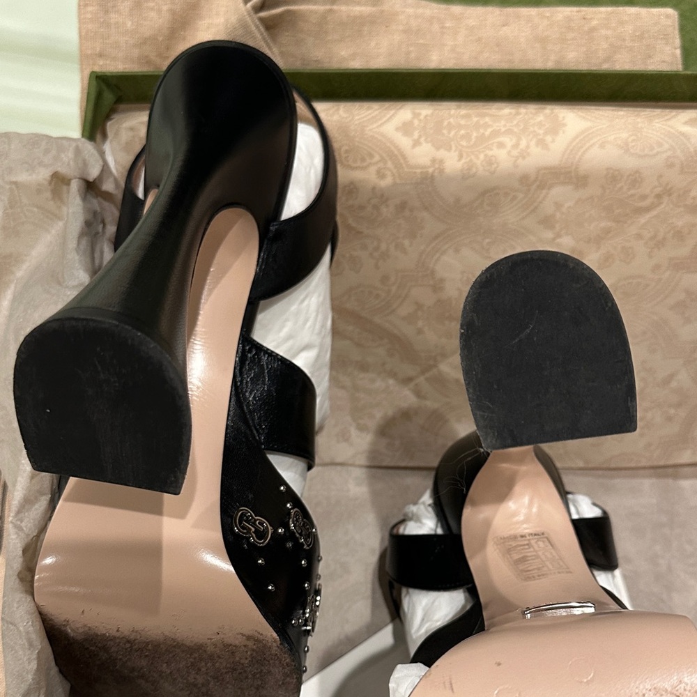 Authentic Gucci Malaga Kid Interlock Black Leather Platform - Picture 16 of 16